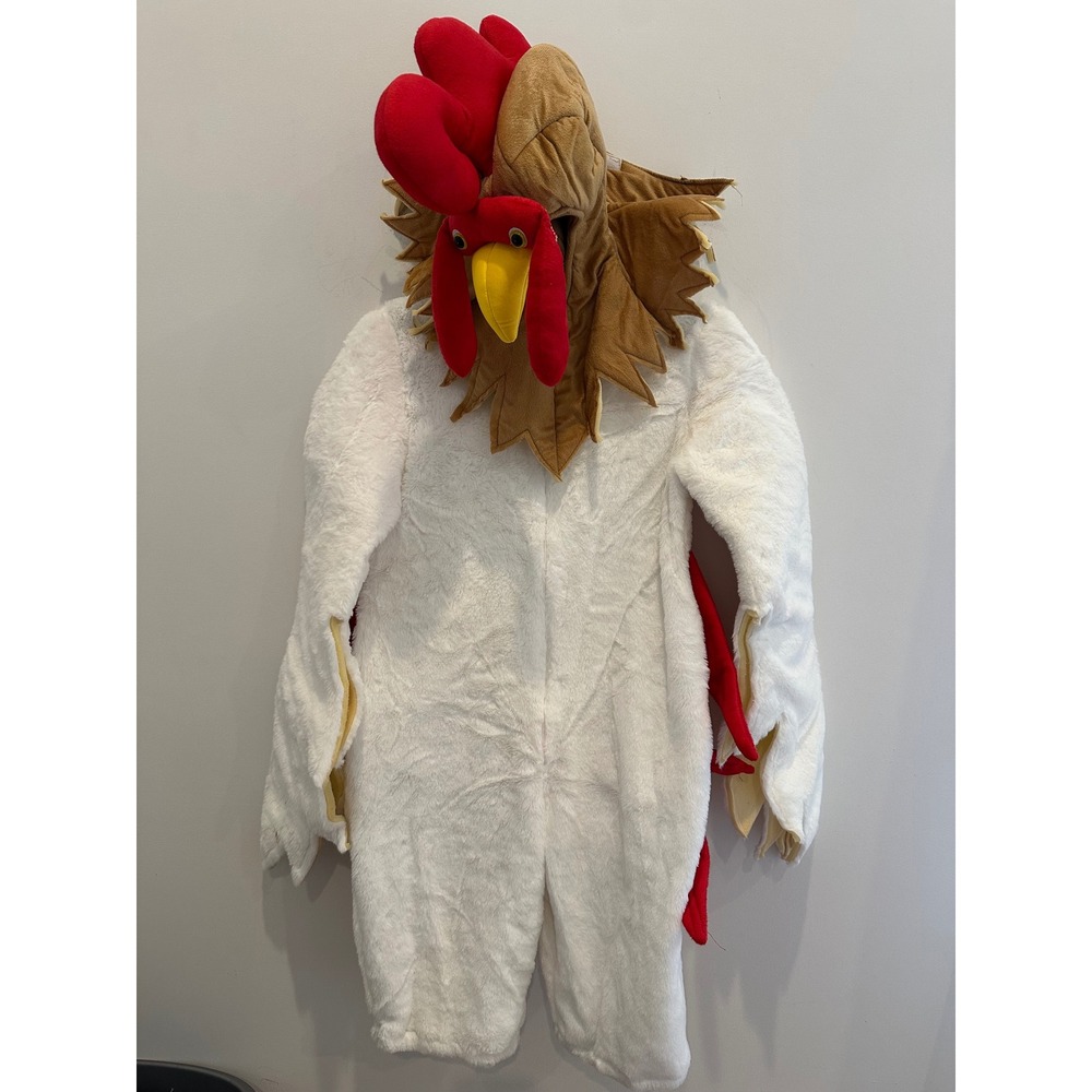 HalloweenCostumes.com Kids Chicken Costume White Plush Rooster Jumpsuit Large
